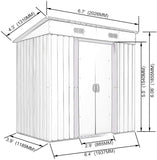 Sandinrayli Outdoor Steel Garden Utility Tool Shed Storage Backyard Lawn Building Garage Sliding Door 4' x 6'