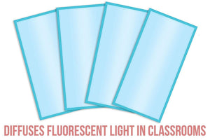 Fluorescent Light Covers Cozy Shades - Softening Light Filter, Light Diffuser for Game Room, Classroom, Office, Kids Bedrooms, or Hospital Room 48 x 24 inches - Set of 4 - Tranquil Sky Blue
