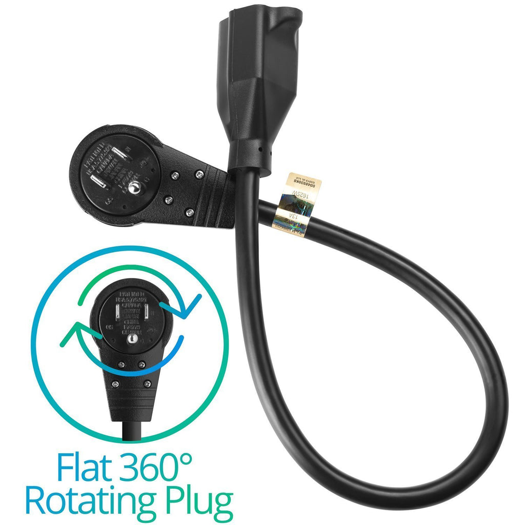 Maximm Cable 1 Foot 360° Rotating Flat Plug Extension Cord/Wire, 3 Pro ...