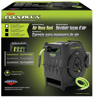 Flexzilla Levelwind Retractable Air Hose Reel, 3/8 in. x 50 ft, Heavy Duty, Lightweight, Hybrid, ZillaGreen - L8305FZ