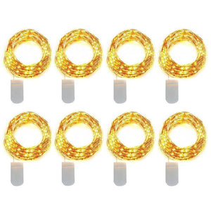 Ustellar 10ft 30 Micro Starry LED String Lights, Waterproof Fairy Silver Wire Lights, Moon Lights Battery Operated (Included), For DIY Wedding, Party, Table Decorations, Cool White, 8 Pack