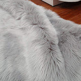 PAGISOFE Soft Faux Sheepskin Fluffy Rugs for Bedroom Kids Room, High Pile Faux Fur Area Rug Bedside Floor Carpet Photography, 3x5 Feet Rectangular Grey