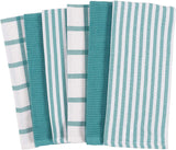 KAF Home Mixed Flat & Terry Kitchen Towels | Set of 6 18 x 28 Inches | 4 Flat Weave Towels for Cooking and Drying Dishes and 2 Terry Towels, for House Cleaning and Tackling Messes and Spills (Teal)