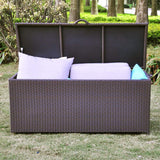 ART TO REAL Aluminum Frame Heavy Duty Outdoor Wicker Deck Storage Box Garden Container Bench Chest for Cushions and Toys