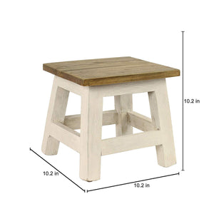 Antique Revival Goya Wood Step Stool/Accent Made of Mahogany in Chic Lightly Distressed Finish (Square Seat, for Home Use), One Size, White