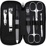 Manicure set made in Germany - 7 piece stainless steel exclusive finger & toe nail clipper set in luxury leather case, made in Solingen Germany