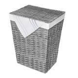 Seville Classics Handwoven Lidded Laundry Hamper with Canvas Liner, Granite Gray