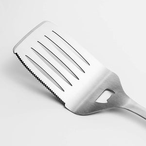 Odin Grill 4-Piece Stainless Steel BBQ Grill Set - 18 Inch Rustproof Grilling Accessories - Barbecue Tool Kit With Rubber Handles - Barbeque Utensils Sets For Men - Spatula Fork Tongs Basting Brush