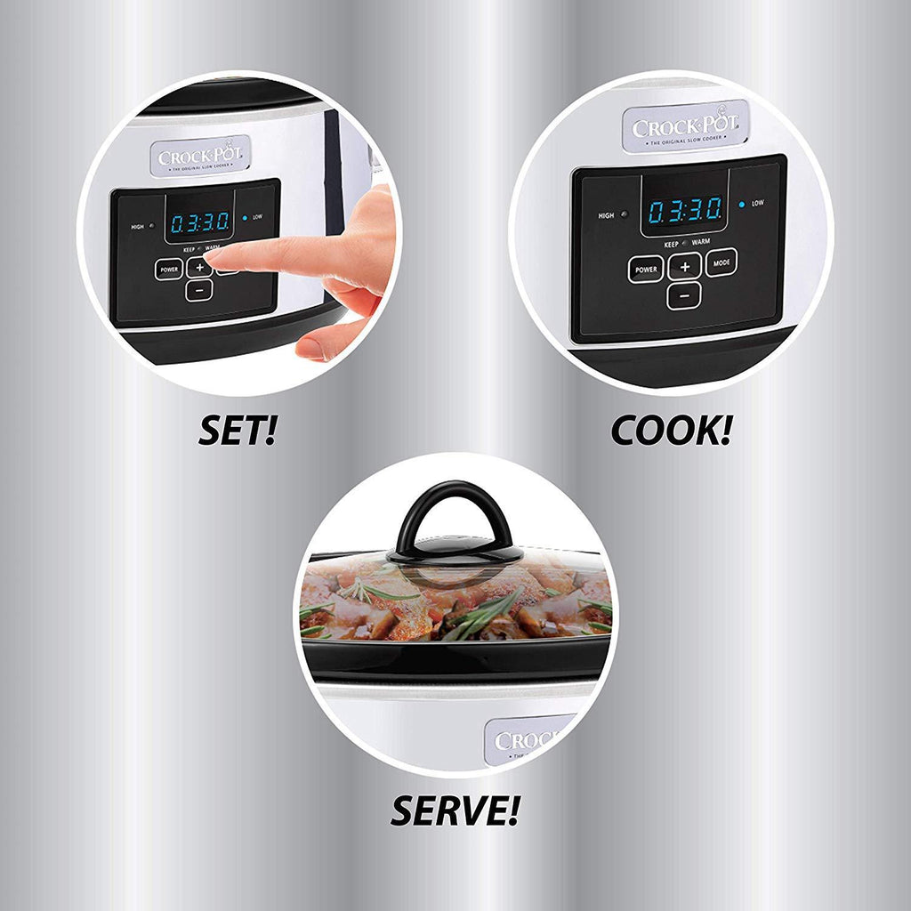 Crockpot 7 Quart Programmable Slow Cooker with Digital Countdown Timer|Polished Platinum