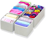 Simple Houseware Foldable Cloth Storage Box Closet Dresser Drawer Divider Organizer Basket Bins for Underwear Bras, Gray (Set of 6)