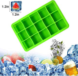 Silicone Ice Cube Trays, 3 Pack Flexible 15-Cavity Silicone Ice Cube Molds - FDA Certification, BPA Free, Stackable, Easy Release (3 colors - Orange/Blue/Green)