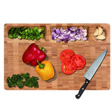 HHXRISE Original Large Plastic Cutting Board With 3 Built-In Compartments, Reversible Chopping Board, Anti-Slip Cutting Mat, Grip Handle And Juice Grooves, Easy Carry and Clean, BPA Free