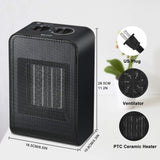 Soulcker Space Heater, Portable Heater With 750W/1500W Power Setting, 2 Seconds Heat-up, Tip-over and Over-heat Protection, Ceramic Small Space Heater for Office, Home, Indoor Use - Black