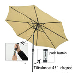 PATIO WATCHER 9-Ft Aluminum Patio Umbrella with Push Button Tilt and Crank, 250 GSM Fabric,8 Ribs, Beige