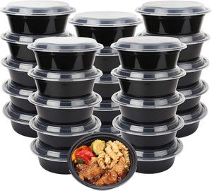 50-Pack meal prep Plastic Microwavable Food Containers for meal prepping bowls with Lids (28 oz.) Black Reusable Storage Lunch Boxes -BPA-Free Food Grade -Freezer & Dishwasher Safe. - HIGH QUALITY