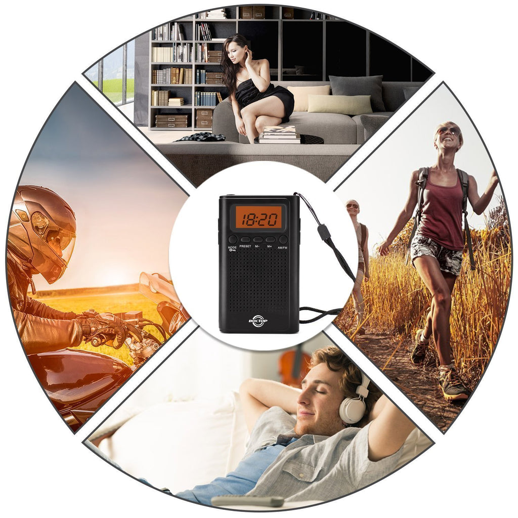 Pocket Radio, Digital AM/FM Radio with Clear Speaker, LCD Screen, Alarm Clock, and Stereo Mode