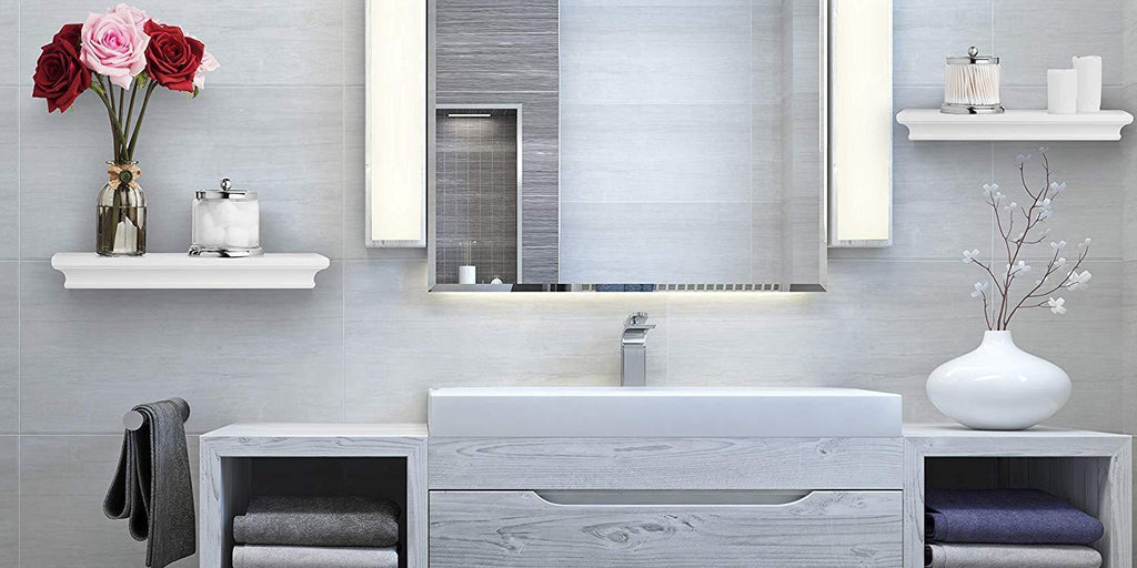 Kloveyleaf Floating Shelves Set of 2 Modern Style Shelves for Bedroom, Kitchen, or Bath, Includes Wall Mounting Hardware (White)