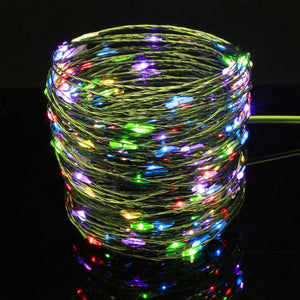 YULETIME Fairy String Lights with Adapter, 66Ft 200 LEDs Waterproof Starry Copper Wire Lights, Home Decor Firefly Lights for Garden Backyard Christmas Tree (Green Wire, Warm White)