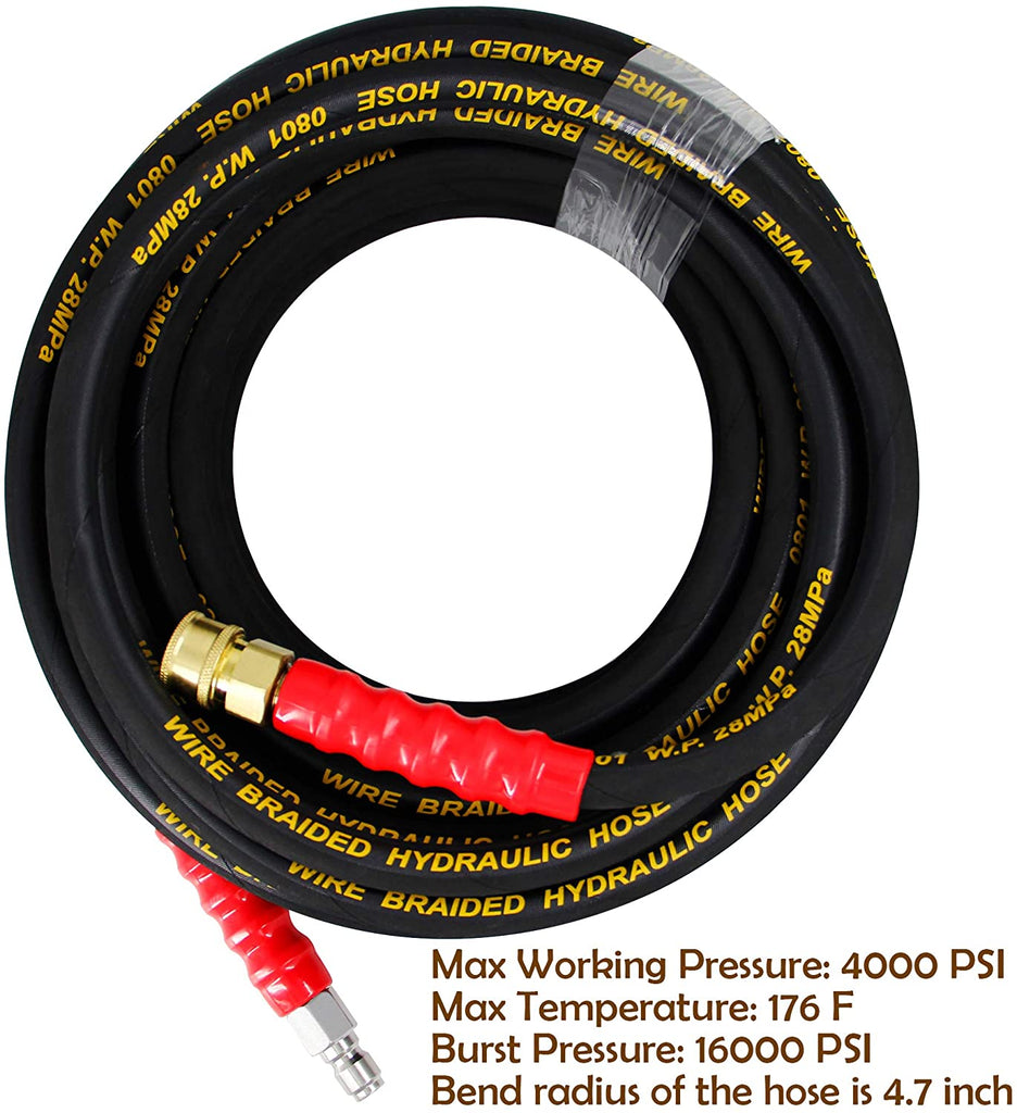 PP PROWESS PRO 50FT Pressure Washer Hose with 3/8 Inch Quick Connect, High Tensile Wire Braided Power Washer Hose, 4000 PSI