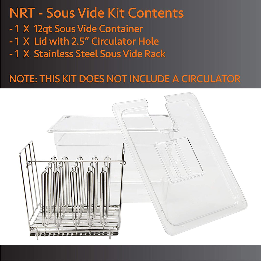 Malaha Sous Vide Container with Lid & Rack - 12Qt Suits Anova, Nano, Joule and Most Circulators up to 2.5" Diameter