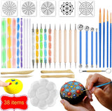 MILTECH 3HART 38PCS Mandala Dotting Tools for Painting Rocks, Stone Painting Mandala Dotting, Dotting Tools for Painting Mandalas, Rock Supplies Dotting with Stencils Template and Clay Sculpting Tools