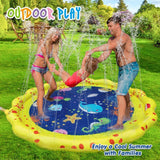 VATOS Sprinkle and Splash Play Mat Outdoor Party Sprinkler Splash Pad 59" Garden Water Toys Summer Spray Toys 18 Months+ Toddler Toy Fun for Kids 2 3 4 5 Boys and Girls