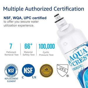 AQUACREST ADQ73613401 Refrigerator Water Filter, NSF 53&42 Certified to Reduce 99% of Lead, Cyst & More, Compatible with LG LT800P, ADQ73613402, Kenmore 9490, 46-9490 (Pack of 3)
