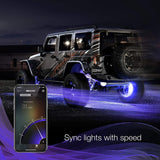 4pc 15" Wheel Ring Light Kit XKchrome App Controlled w/Turn Signal Function Universal Neon Underglow Accent Light Kit