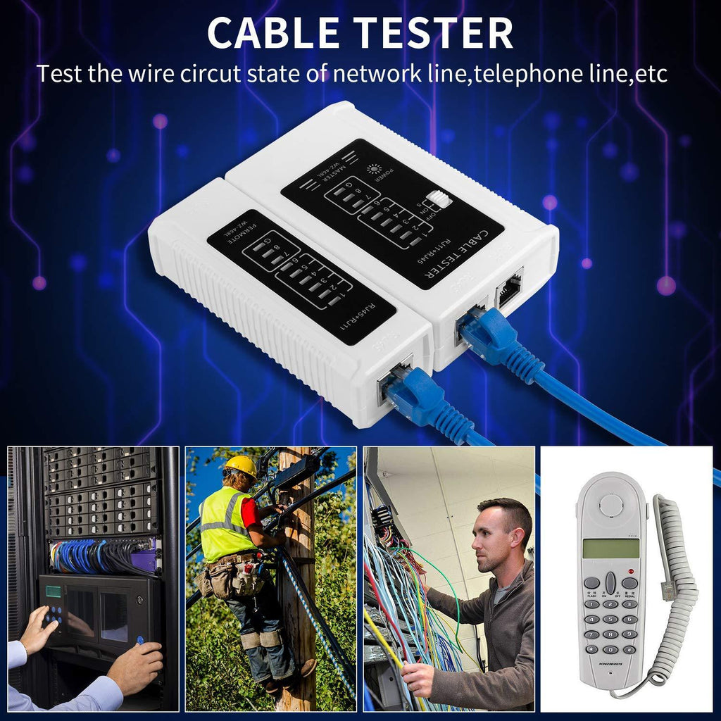 Network Cable Tester RJ45 RJ11 RJ12 UTP LAN Cable Tester Wire Networking Tool(Battery Not Included)