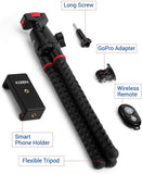 Kizen Phone Tripod with Wireless Remote. Adjustable Camera Stand Holder, Flexible Tripod with Universal Phone Clip.