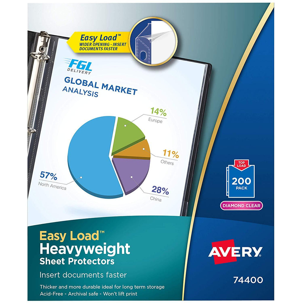 Avery Heavyweight Non-Glare Sheet Protectors, 8.5" x 11", Acid-Free, Archival Safe, Easy Load, 100ct (74102)