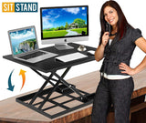 Standing Desk Stand Up Desks Height Adjustable Sit Stand Converter Laptop Stands Large Wide Rising Black Dual Monitor PC Desktop Computer Riser Table Workstation Foldable Extender Ergonomic 32 inch
