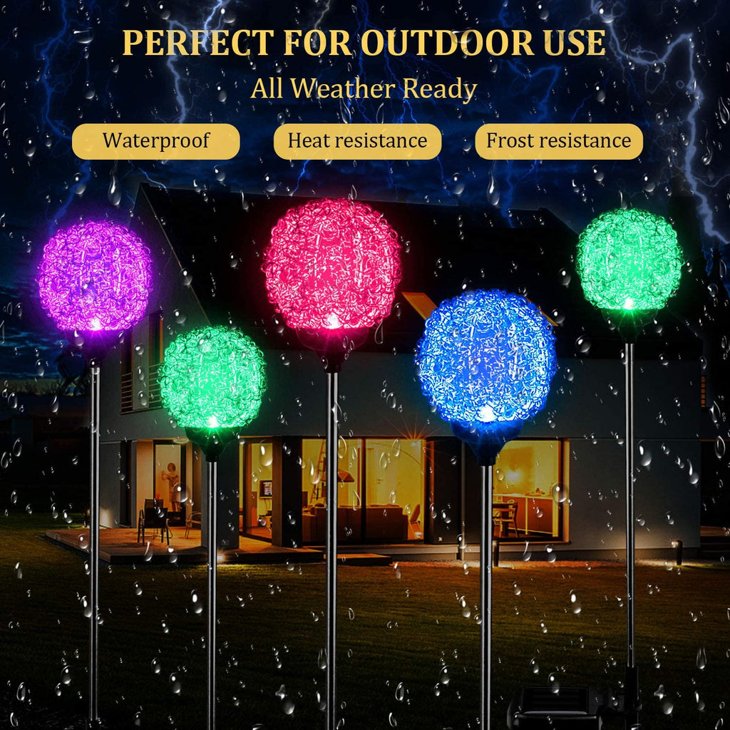 EPIC GADGET Solar Garden Lights Outdoor, Upgraded Magic Globe Powered Garden Light, Multi-Color Changing LED Solar Stake Lights for Patio Backyard Pathway Party Decoration (2 PCS)