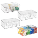 mDesign Stackable Plastic Tea Bag Holder Storage Bin Box for Kitchen Cabinets, Countertops, Pantry - Organizer Holds Beverage Bags, Cups, Pods, Packets, Condiment Accessories - 2 Pack - Clear