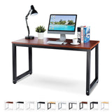 Luxxetta Office Computer Desk – 55” x 23” White Laminated Wooden Particleboard Table and Black Powder Coated Steel Frame - Work or Home – Easy Assembly - Tools and Instructions Included