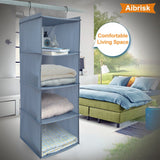 Aibrisk 4 Shelves Hanging Closet Organizer Collapsible Hanging Closet Shelves Storage Organizer Oxford Cloth, Gray