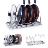 Lifewit Adjustable Pan Rack Pot Lid Holder, Cookware Bakeware Holder for Cabinet Worktop Storage, 18/10 Stainless Steel