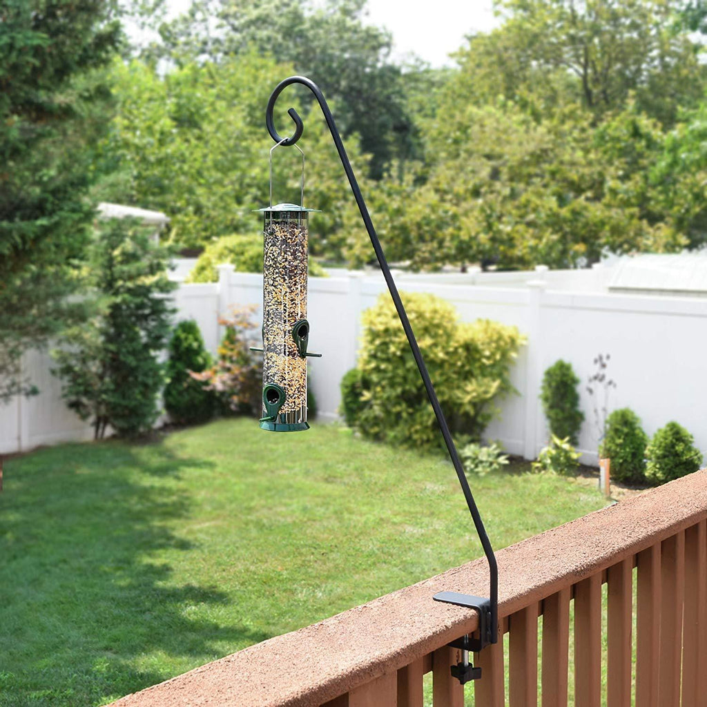 GrayBunny GB-6830 Heavy Duty Deck Hook, Single Piece Solid Rod, No Assembly, 2 Inch Non-Slip Clamp, Black, for Bird Feeders, Planters, Suet Baskets, Lanterns, Wind Chimes, Potted Plants & More! by Gray Bunny