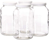 4 Pack- 1 Gallon Mason Jar - Glass Jar Wide Mouth with Airtight Foam Lined Plastic Lid - Safe Mason Jar for Fermenting Kombucha Kefir - Storing and Canning- By Kitchentoolz