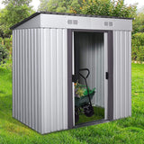 JAXSUNNY 4' x 6'Outdoor Backyard Garden Utility Tool Storage Shed w/Sliding Door Outdoor House