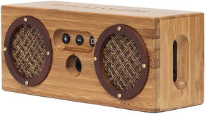 Bongo Bamboo Bluetooth Speaker - Portable & Wireless Retro Wood Design - Vintage Black & White