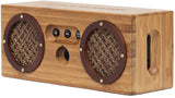 Bongo Bamboo Bluetooth Speaker - Portable & Wireless Retro Wood Design - Vintage Black & White