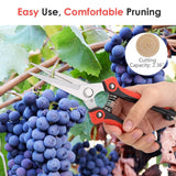 Housolution Pruning Shears, Heavy Duty Stainless Steel Ultra Sharp Multi-purpose Hand Pruner Scissors for Garden Harvesting Fruits & Vegetables, Trimming Pklants Flowers, Black & Red