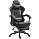 Dowinx Gaming Chair Ergonomic Racing Style Recliner with Massage Lumbar Support, Office Armchair for Computer PU Leather E-Sports Gamer Chairs with Retractable Footrest (Black&Purple)