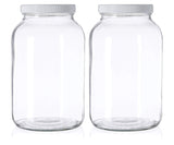 2 Pack - 1 Gallon Mason Jar - Glass Jar Wide Mouth with Airtight Foam Lined Plastic Lid - Safe Mason Jar for Fermenting Kombucha Kefir - Pickling, Storing and Canning - By Kitchentoolz