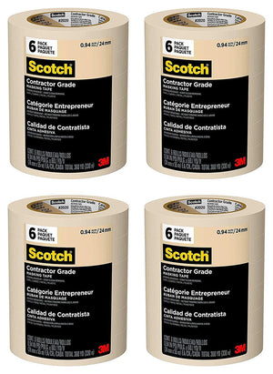 Scotch Contractor Grade Masking Tape, 0.94 inches x 60.1 yards (360 yards total), 2020, 6 Rolls