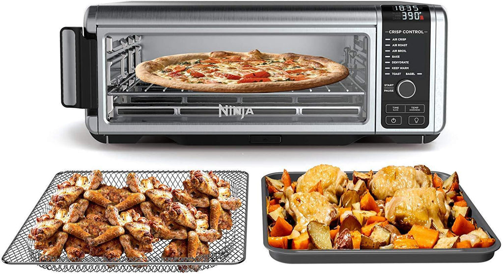 Ninja Foodi 8-in-1 Digital, Toaster, Air Fryer, with Flip-Away for Storage Multi-Purpose Counter-top Convection Oven (SP101), 19.7” W x 7.5”H x 15.1”D, Stainless Steel/Black
