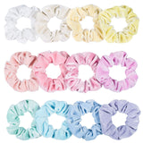 Whaline Macaron Theme Hair Scrunchies, Ice Cream Color Elastic Scrunchy Bobbles Velvet Hair Bands Soft Hair Ties Hair Accessories for Women Kids Girls (12 Colors)