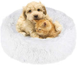 Nest 9 Donut Dog Cat Bed, Soft Plush Pet Cushion, Anti-Slip Machine Washable Self-Warming Pet Bed - Improved Sleep for Cats Small Medium Dogs (Multiple Sizes)