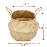 Welcare Natural Woven Seagrass Tote Belly Basket for Storage, Laundry, Picnic, Plant Pot Cover, and Beach Bag (Natrual)